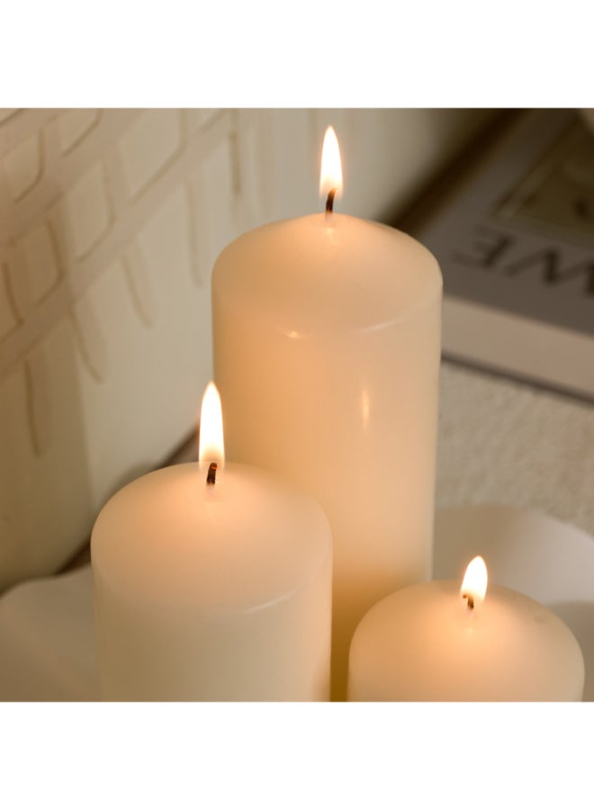 Home Box Luna Unscented Pillar Candle Set - Cream - 3 Pieces - Image 3
